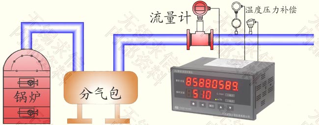 带温压补偿涡街安装示意图